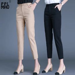 Office Lady Suit Classic Pantalon Femmes KaKi Black Travail Pantalones Spring High Taist Skinny Crayer Pants élégant Capris 85-91CM