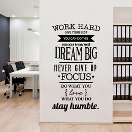 Sticker mural citations de motivation de bureau ne jamais abandonner le travail décalcomanie murale en vinyle dur