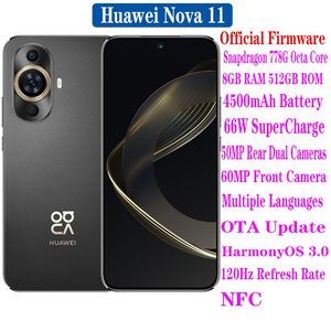 bureau nouveau huawei nova 11 smartphone 6.7 pouces 120hz snapdragon 778g 4500mah 66w 60mp avant double caméras hongmeng os 3.0 ota nfc