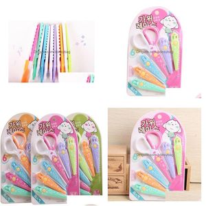 Office Scissors 1 Set Kawaii Plastic For Paper Cutter Scrapbooking Kids School Supplies Korean Stationery Drop Delivery Business Ind Dh4Nq