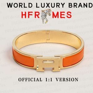 Versión oficial 1: 1, pulsera de diseño de lujo H Pulsera de oro Pulsera de oro Hembra Macho 17/19 Tamaño adecuado para joyas de moda para hombres con caja de regalo