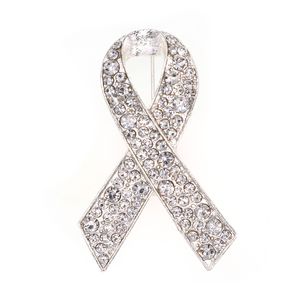 Broches de ruban de cristal de strass clair broche officielle de revers de sensibilisation au cancer du sein pour les femmes