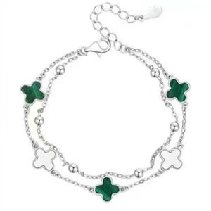 Officiële echte Lucky Dubbellaags Clover-armband met 999 sterling zilveren kleurvastheid, speciaal ontworpen voor verjaardagscadeaus van vrienden