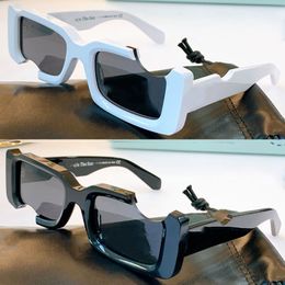 Officiële Nieuwste Vierkante Klassieke Mode OW40006 Mannen VROUWEN Zonnebril Polycarbonaat Plaat Notch Frame Witte Zonnebril met originele doos