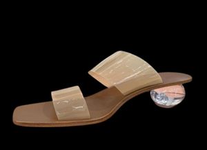 Cultivo de calidad oficial Gaia Un diapositivas transparentes despejar una bableheel mules sandalias de moda zapatos5186510