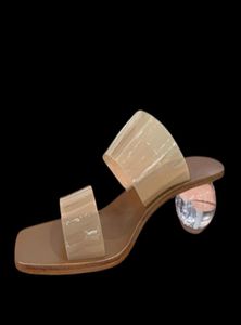 Cultivo de calidad oficial Gaia Un diapositivas transparentes despejar una bableheel mules sandalias de moda zapatos5264683