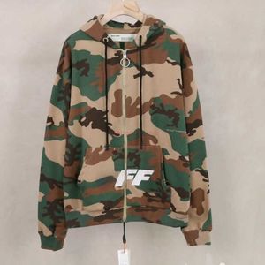 OFFs designer sweat à capuche mens sweat camouflage lettre broderie coton hoodies américain hip-hop hommes femmes sweat à capuche haute qualité oversize zipper veste tops