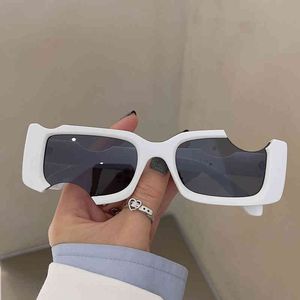 offs Diseñador Gafas de sol Hip Hop Gafas Personalidad Cuadrado Pequeño Marco Irregular Gap Moda para mujer Cara redonda blanca delgada 2CDF7