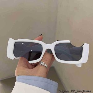 Offs Designer Lunettes de soleil Hip Hop Lunettes Personnalité Carré Petit Cadre Irrégulier Gap Femmes Mode Blanc Visage Rond ThinJ71E SWEU