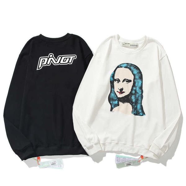 Offs Sweats à capuche pour hommes Off ow Chao marque haute rue col rond pull pull Mona Lisa peinture à l'huile manteau de fond tendance cool beau sweat à capuche de qualité