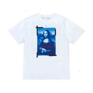 OFFs Camisetas para hombre Diseñador t Brand Tees Camiseta de lujo para hombre Pintura al óleo religiosa Carta Flecha hacia atrás Camisetas para ropa Algodón suelto Mujer