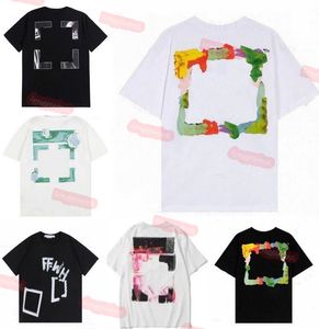 Camisetas para hombres Offs Offs White Tees Arrow Summer Finger Camiseta de manga corta de manga corta para hombres y mujeres Letra impresa X en la parte posterior impresa de gran tamaño #1S