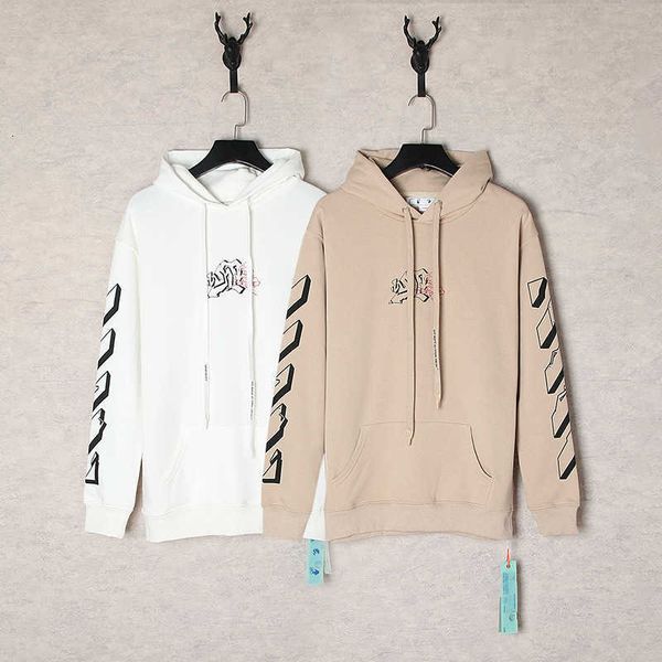 Offs Mens Designer Hoodies 23SS Off White Virgil 3D Geométrico Gran Arrow Candilla impresa unisex Tendencia de alta calidad Capacitación