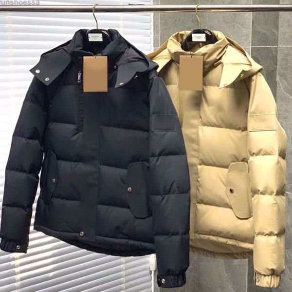 Doudoune Burberry Burberries hiver hommes doudoune noire et Beige Style britannique Parka épaissi chaud court à capuche affaires loisirs manteaux