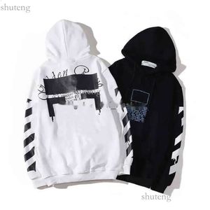 Offs witte trendy designer Fashionoff trui geschilderd Arrow X Crow Stripe losse hoodie heren en dames designer jasjqm1off Pullover 351