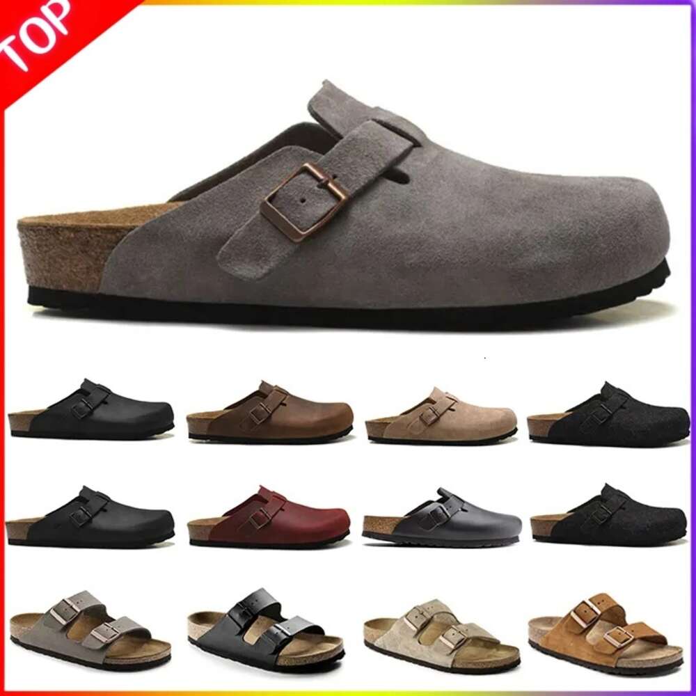 Designer Clogs Sandals Slides Men Women Cork Flat Soft Suede Leather Outdoor Platform Slippers Top Quality Flip Flops Sandal