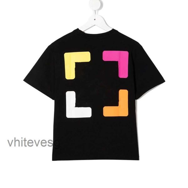 Camiseta de lujo de OFS Camisetas para niños White Boys White Arrow Girls Summer Summer Camiseta corta Carta Finger impreso para niños sueltos Camas de jóvenes