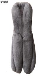 OFTBUY 100 Vraie Fox Vest de fourrure Slim Femmes Sans manches Veste d'hiver Vneck Vneck Natural Fur Streetwear Warm Strewear 2019 Nouveau T2690293