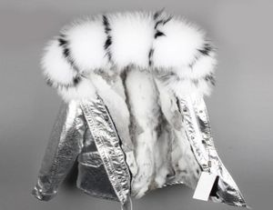 OFTBUY 2020 Parka Silver Winter Veste Femmes Real Fur Coat Big Natural Ratcoon Col de fourrure à capuche Coubelle Parkas FURT