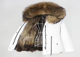 Oftbuy 2020 Parka imperméable Real Fur Mabinet Natural Raccoon Collière de fourrure Hood Veste d'hiver Femmes Extérieur chaud Removable New5910261