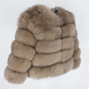 OFTBUY-Chaqueta de invierno para mujer, abrigo de piel auténtica, ropa de abrigo de piel de zorro grande y esponjosa Natural, ropa de calle gruesa y cálida de manga de tres cuartos