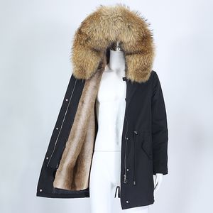 OFTBUY Mannen Lange Parka Waterdichte Winterjas Natuurlijke Grote Echte Wasbeer Vos Bontjas Kraag Capuchon Dikke Warme Streetwear