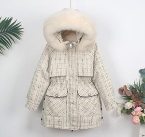 OFTBUY 2021 Nouvelle veste d'hiver Femmes Real Natural Fox Fourt Collier à capuche 90 Duck Blanc Down Plaid Coat épais Warm Loose Ourwear1744564