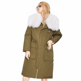 OFTBUY 2022 Abrigo de cuello de piel de zorro real natural 90% chaqueta de plumón de pato blanco LG Parka gruesa ropa de abrigo cálida chaqueta de invierno para mujer B5g0 #