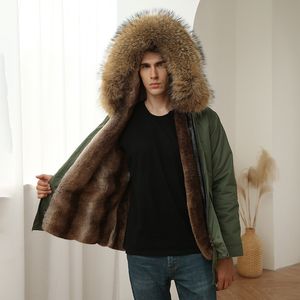 OFTBUY nouvelle mode Parka veste d'hiver hommes réel naturel col de fourrure de raton laveur à capuche épais détachable manteau chaud Streetwear