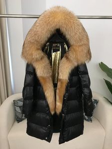 OFTBUY réel fourrure de renard col de fourrure de raton laveur à capuche veste d'hiver femmes épais chaud canard vers le bas longue Streetwear vêtements d'extérieur détachables 240105