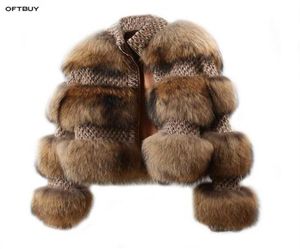 Oftbuy veste d'hiver féminin parka Real Fur Coat Raccoon naturel Bomber Bomber Streetwear Corée surdimension