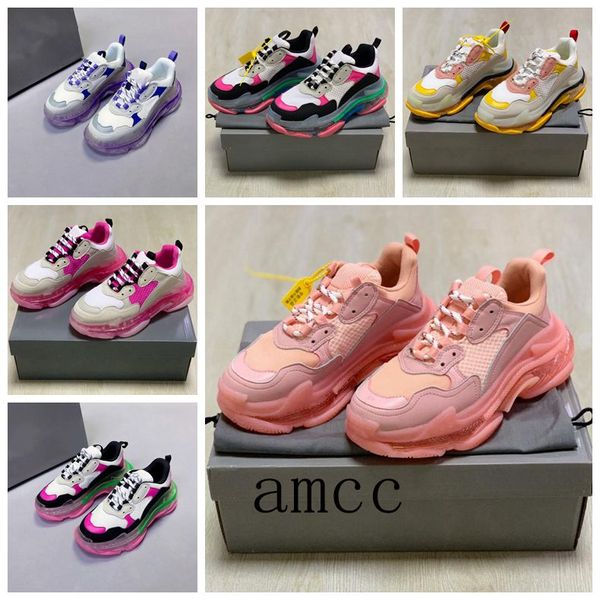 OG 2022 Top Qualité Paris Triple s Casual Chaussures Femmes Piste Noir Semelle Claire Blanc Gym Rouge Gris Plate-forme Amoureux Entraîneur Femme Femme Baskets 36-40 Sans Boîte À Chaussures