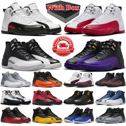 Con caja Jumpman 12 zapatos de baloncesto hombres 12s Cherry Field Purple Playoffs Black Royalty Red Taxi Stealth Reverse Flu Game entrenadores para hombre zapatillas deportivas al aire libre