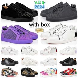 Luxury designer shoes mens red bottoms classic black and white suede genuine leather purple pink dark grey mans loafers sneakers womens platform shoe dhgate trainer