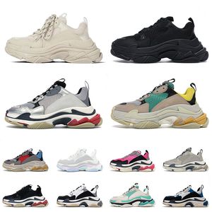 OG Bas Triple s Platform Sneakers Casual Chaussures pour Hommes Femmes Paris Old Dad Cuir Véritable Noir Blanc Curry Pastels Mocassins Vintage Designer Walking Runner