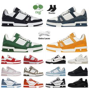 OG Denim Blanc Noir Designer Casual Chaussures Femmes Hommes Rose Mousse Jaune Vert Bleu Rouge Cuir De Veau Fleurs Marque Plat V Baskets Mocassins Plateforme De Luxe Baskets