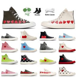 OG Designer Chucks Taylors Casual Canvas Schoenen Lage jaren 1970 Hoge Multi-Heart Wit Zwart Commes Des Garcons x Classic 70 Vintage Platte Trainers Sport Sneakers