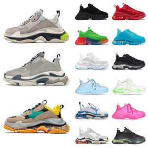 OG Mens Fashion Triple s Casual Chaussures Clear Sole Cherry Blossom Poudre Jaune Gris Blanc Vert Rose Violet Noir Rouge Arc-en-ciel Taille 36-45 Femmes Baskets De Sport Baskets