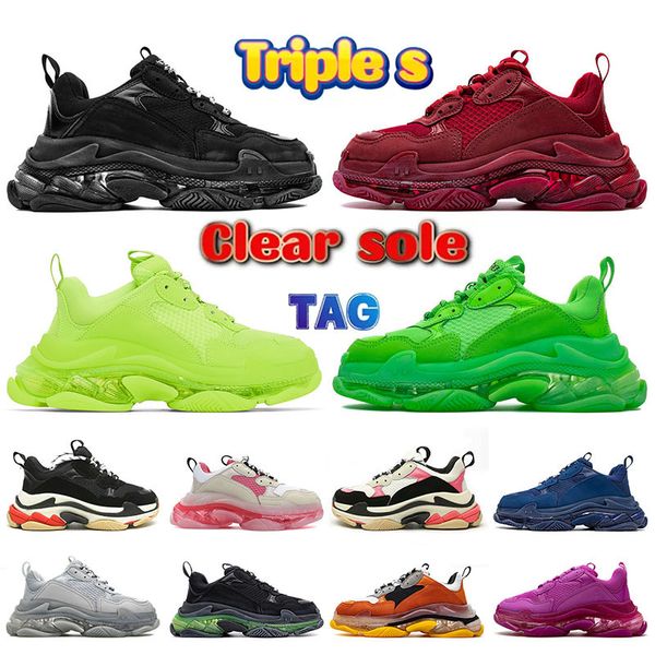 OG néon 95s bottes triple s designer hommes femmes chaussures de sport qualité de luxe chanceux vert tout noir vintage beige semelle claire triples baskets baskets baskets