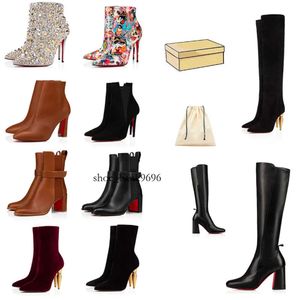 OG Original 2023 Bas rouges Femmes Bottes sur le genou Boot Designer Talons hauts Lady Sexy Pompes à bout pointu Style Boot Bottines courtes Femme Chaussures de luxe ies