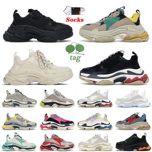 OG Original Designer Casual Chaussures Triple S Baskets Mode Hommes Femmes Plateforme Beige Semelle Transparente Fleur De Cerisier Pow Rose Néon Vert Mocassins De Jogging En Plein Air Formateurs