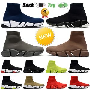 OG Original Sock Trainers 2.0 Chaussettes de créateurs de luxe Chaussures de vitesse Hommes Femmes Tennis Graffiti Slip-On Bottes à semelle plate Top Qualité Outdoor Jogging Athletic Casual Taille 45