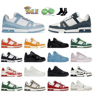 OG Original Femmes Hommes Casual Designer Chaussures Plate-forme de luxe Low Top Flat Runners Baskets Denim Bleu Noir Blanc Ciel Vert Rouge Rose Mocassins En Cuir De Veau Baskets