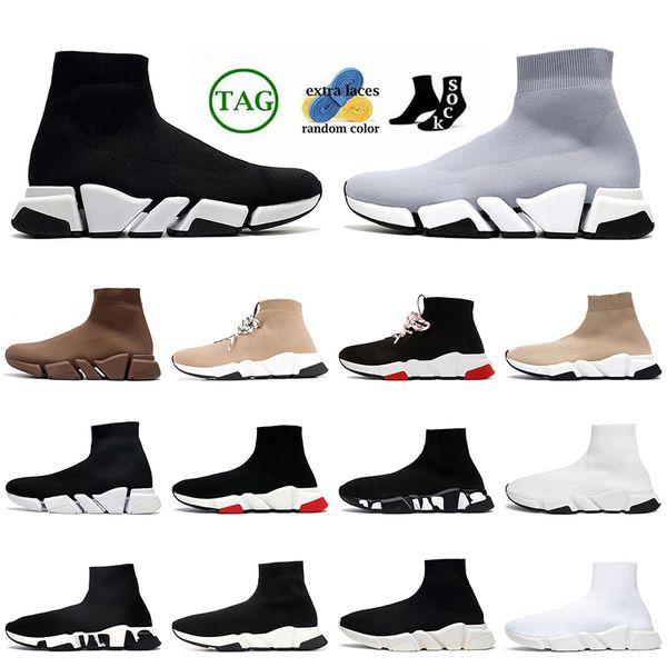 OG Speeds 2.0 Designer Casual Chaussettes Chaussures Baskets En Caoutchouc Femmes Hommes Bas Plateforme Rouge Triple Blanc Noir Mocassins Baskets De Luxe Top Tricoté Coureurs De Mode