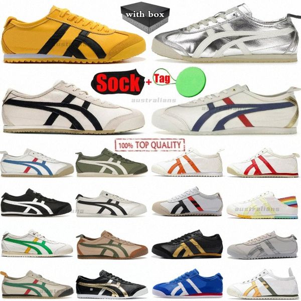 OG Tiger México 66 Kill Bill Birch Negro Peacato Borgoña Beige Beige Crema verde Crema negra Mujeres Meniceros Casual J1WM#