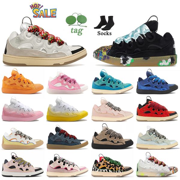 OG Top Cuir Curb Baskets Designer Casual Chaussures En Relief Mère et Enfant Blanc Noir Rose Bleu Baskets Plates Femmes Hommes Graffiti Plateforme Semelle En Caoutchouc Sneaker