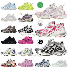 Balencigalies Track Runner 7 7.0 Zapatos casuales Tamaño grande 12 Paris Runners 77.0 Zapatillas de plataforma Triple S Todo blanco y negro Retro Beige para hombre para mujer Entrenador de senderismo Tenis