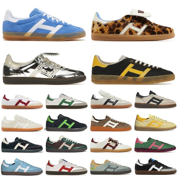 OG Vegan Running Shoes Mens Femmes Merder Clay Indoor Collegiate Noir blanc Bold Gold Velvet Wales Bonner Chaussures Leopard Print Designer Trainers Platform Sneakers