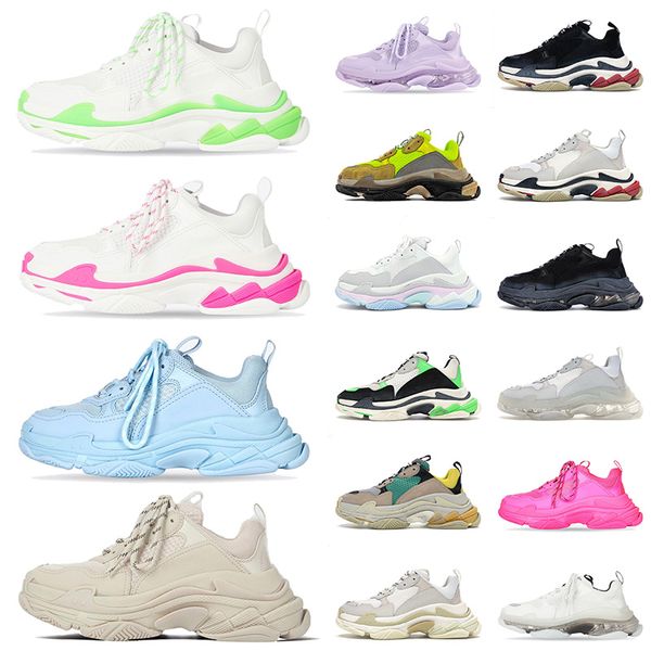 OG Vente en gros 2021 Haute Qualité Triple s Casual Chaussures Hommes Femmes Volt Blanc Beige Crystal Clear Sole 17fw Paris Platform Mode Baskets Baskets