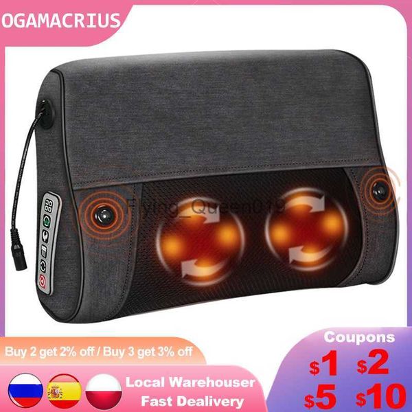 Ogamacrius Gift Massage almohada Cuello negro Electric Electric Healthy Home Use Centued Full Body Body Shiatsu Suministro de hombro HKD230812